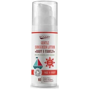 Cuchara de madera Crema solar corporal para niños y familias SPF50 50 ml