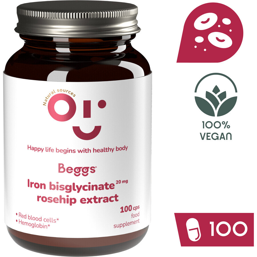 Beggs Eisenbisglycinat 20mg, Hagebuttenextrakt 100 Kapseln