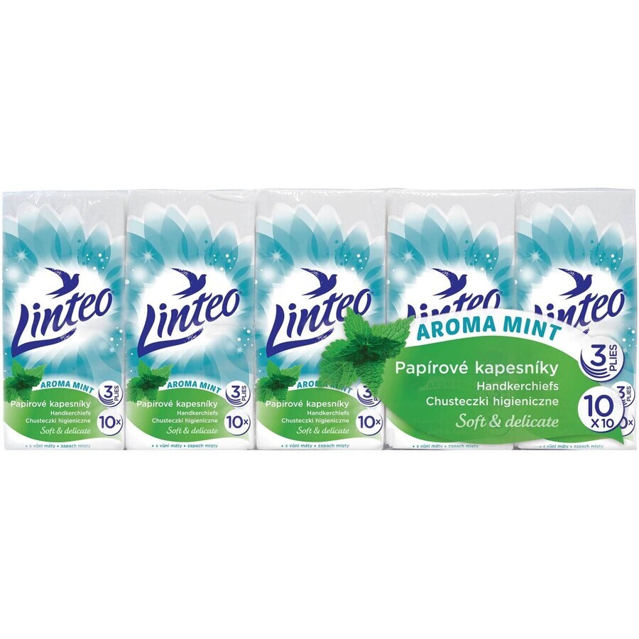 Linteo Serviettes en papier 3 plis, menthe 10 x 10 pcs