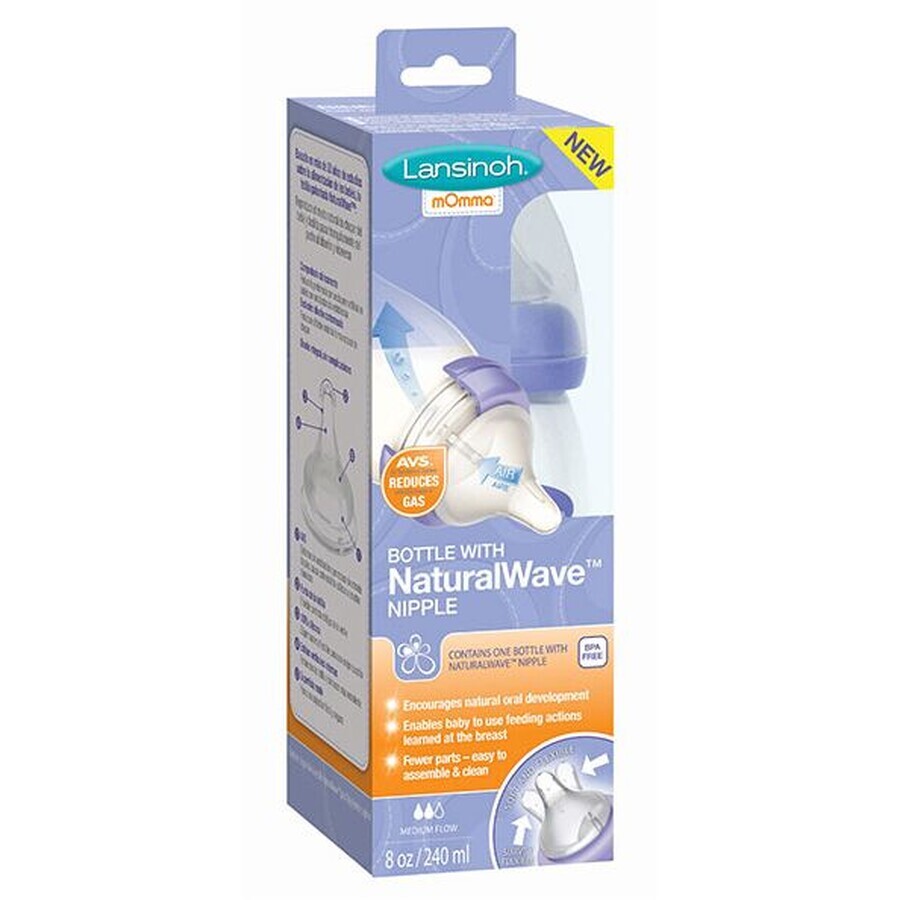 Cumpără Lansinoh Biberon cu suzetă NaturalWave 240 ml Lansinoh Biberon cu suzetă NaturalWave 240 ml
