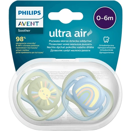 Philips Avent Ultra Luchtspeen Image 0-6m Baby (Rainbow) 2 stuks