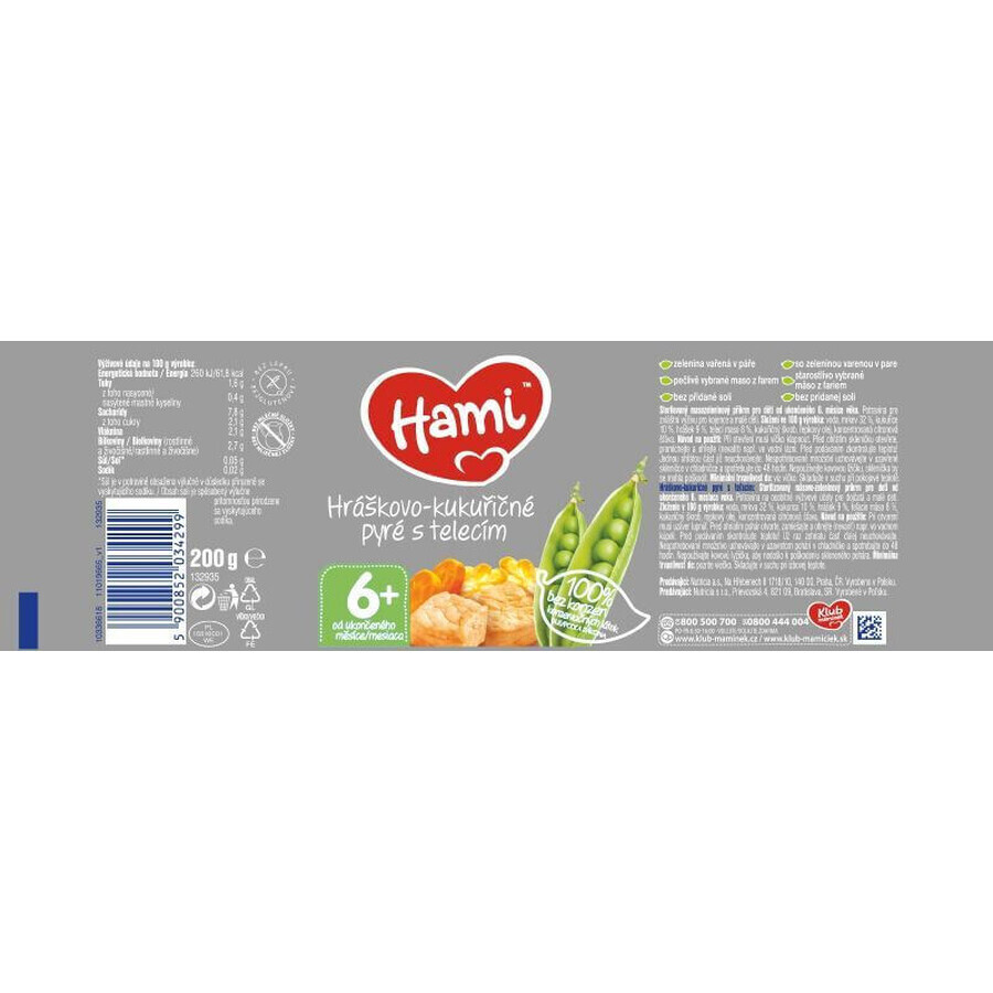Hami Purè di carne e verdure con purè di piselli e mais con vitello 200 g