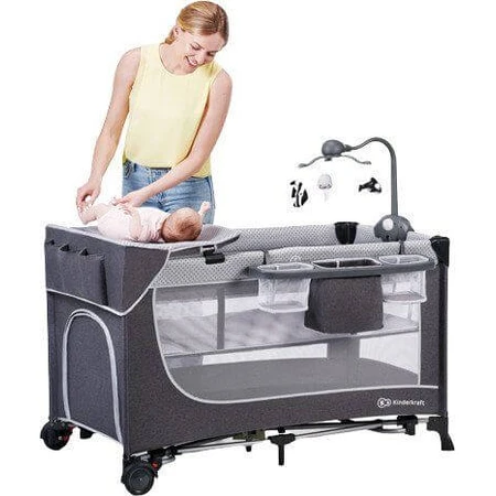 Kinderkraft Leody cuna de viaje con accesorios Leody Gris