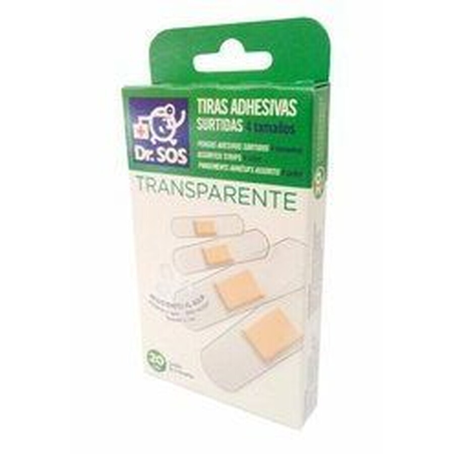 Dr. Sos Strisce di cerotto trasparenti impermeabili mix 20 pz.