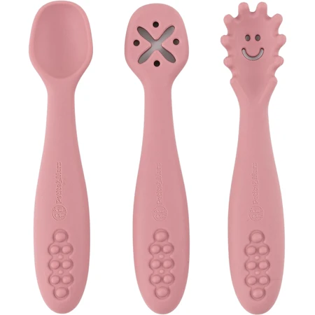Petite&Mars Set siliconen oefenlepels Take&Match Dusty Rose 6m+ 3 stuks