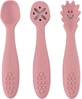 Petite&amp;Mars Set de cucharas de entrenamiento de silicona Take&amp;Match Dusty Rose 6m+ 3 pcs