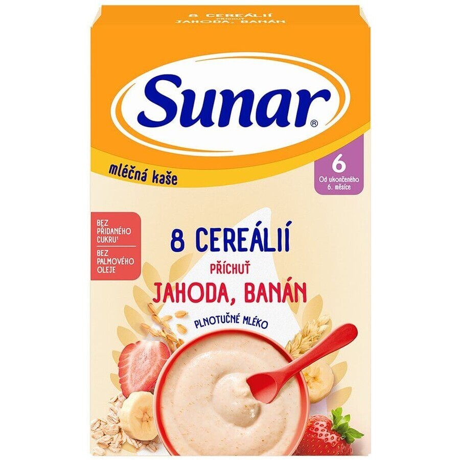 Sunar milk porridge with 8 cereals strawberries, banana 210 g