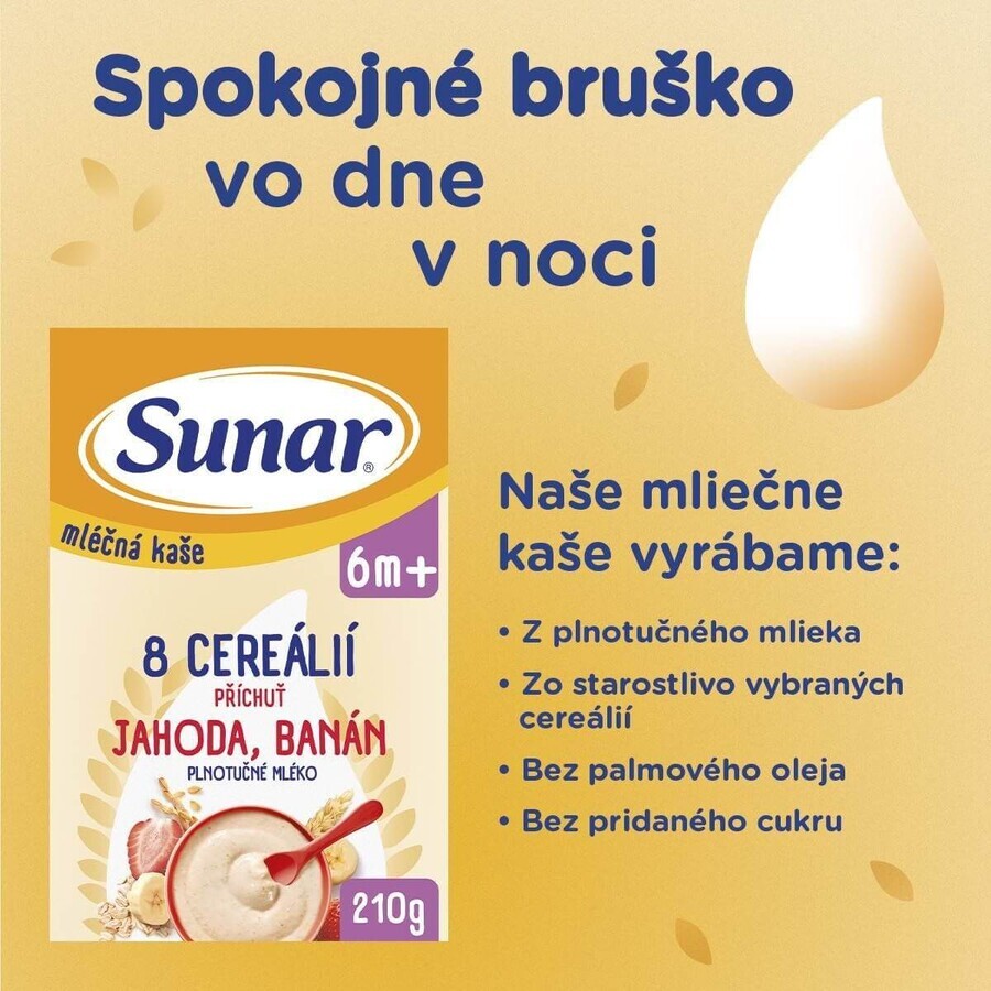 Sunar milk porridge with 8 cereals strawberries, banana 210 g