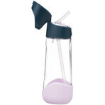 B. blikje Indigo/roze drinkfles met rietje 600 ml
