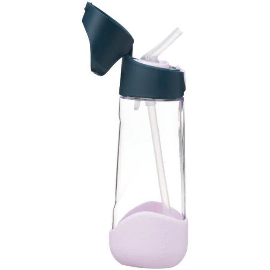 B. blikje Indigo/roze drinkfles met rietje 600 ml
