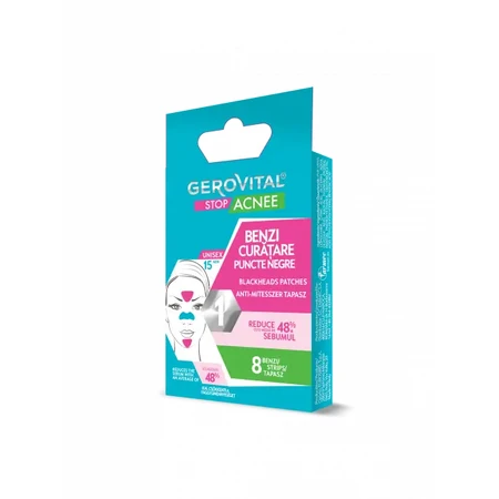Gerovital Stop Acne Bandelettes de nettoyage des points noirs, 8 pièces, Farmec