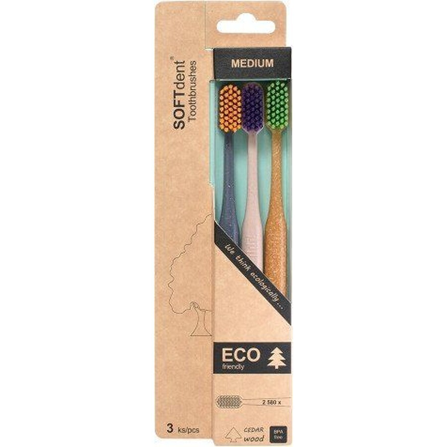 Tandenborstel Softdent ECO medium 3 stuks