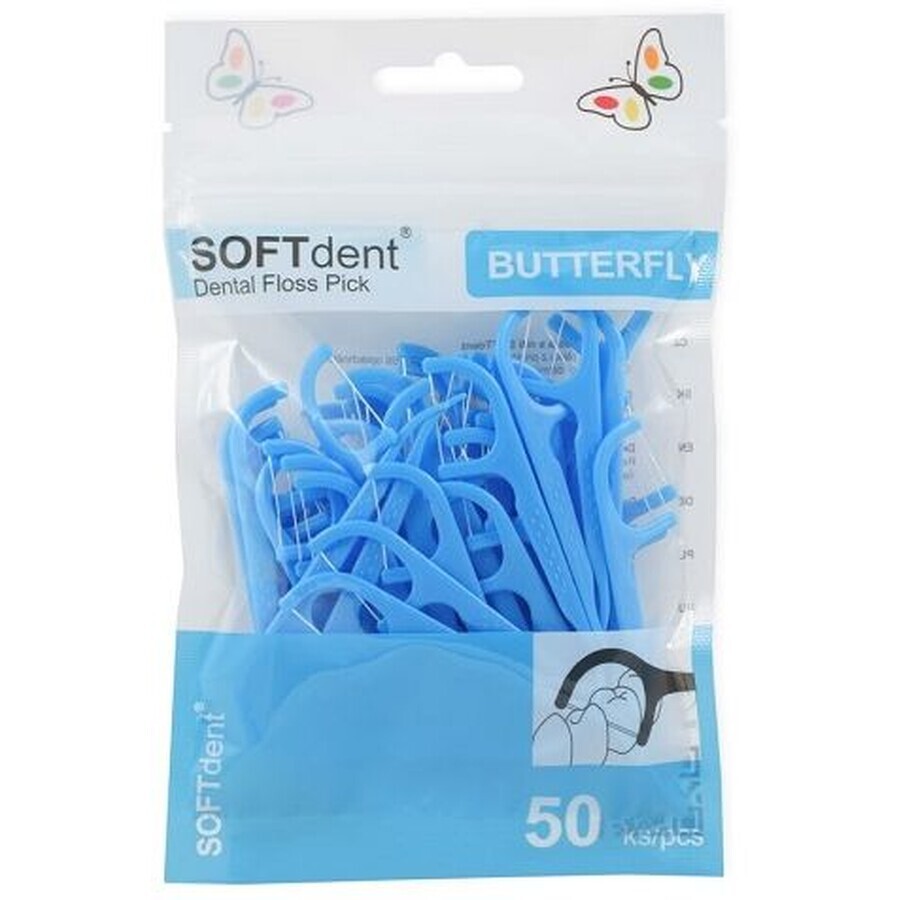 Zahnseide Softdent Zahnbürsten Schmetterling 50 Stück
