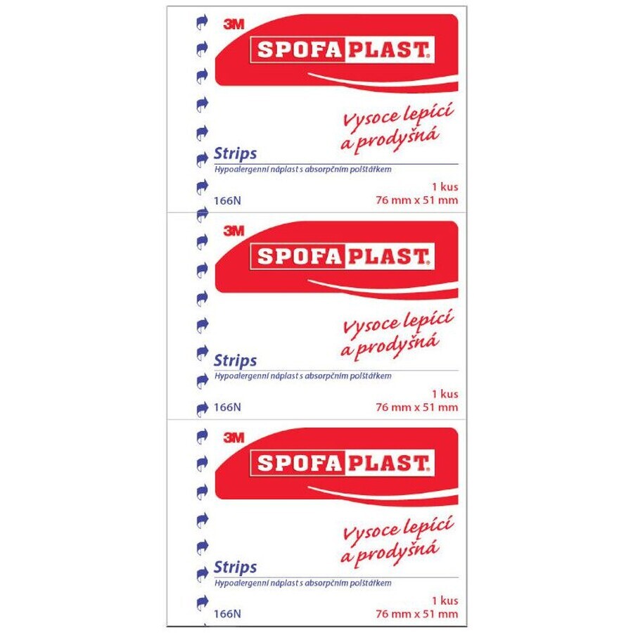 Spofaplast 3M 166N Gesso ipoallergenico 76x51mm, 3 pezzi