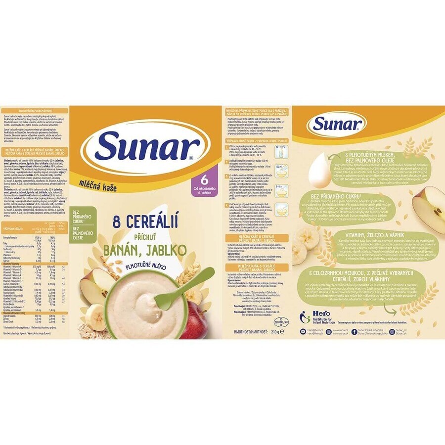 Sunar porridge with 8 cereals banana, apple 210 g