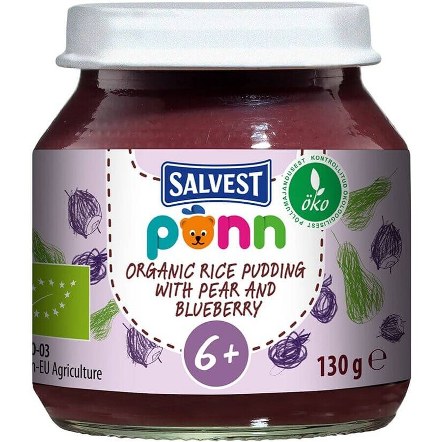 Salvest Põnn BIO Piure de pere și afine cu grâu, 130 g