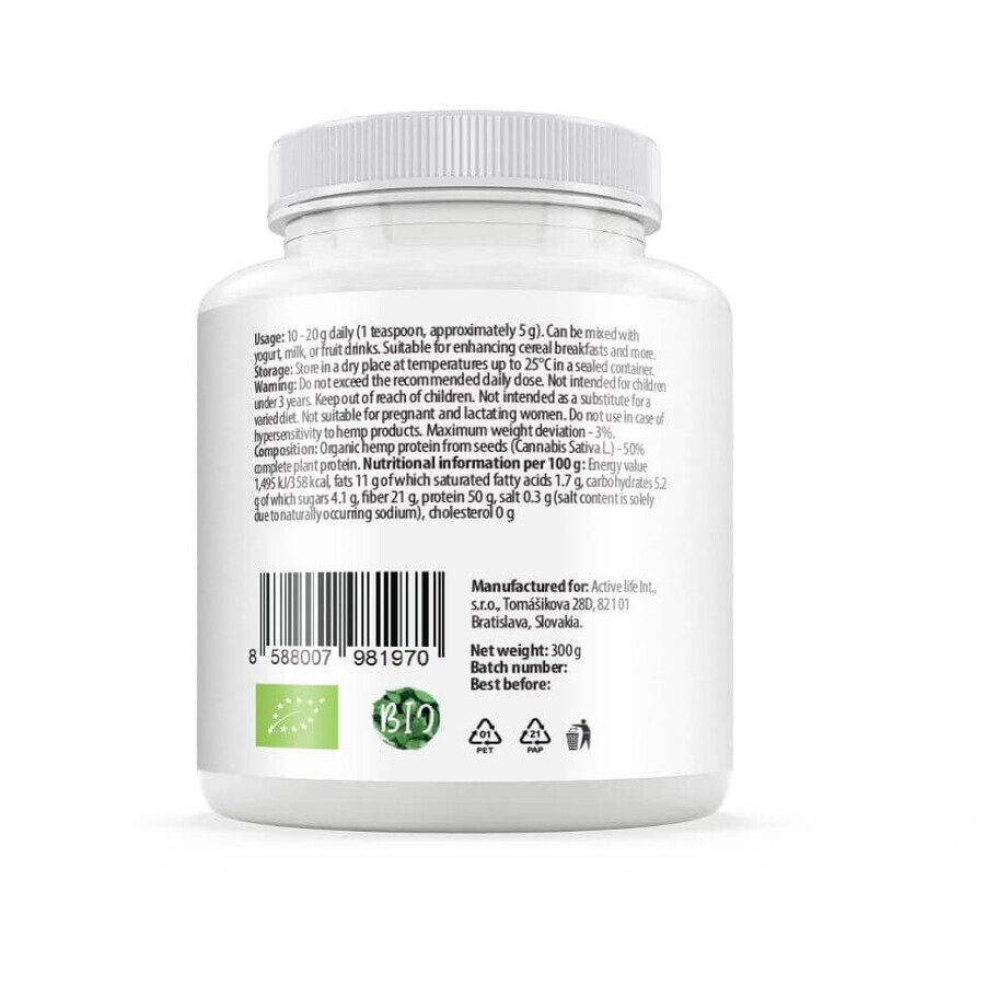 Zerex BIO Hemp Protein - per il reintegro di proteine e nutrienti 300 g