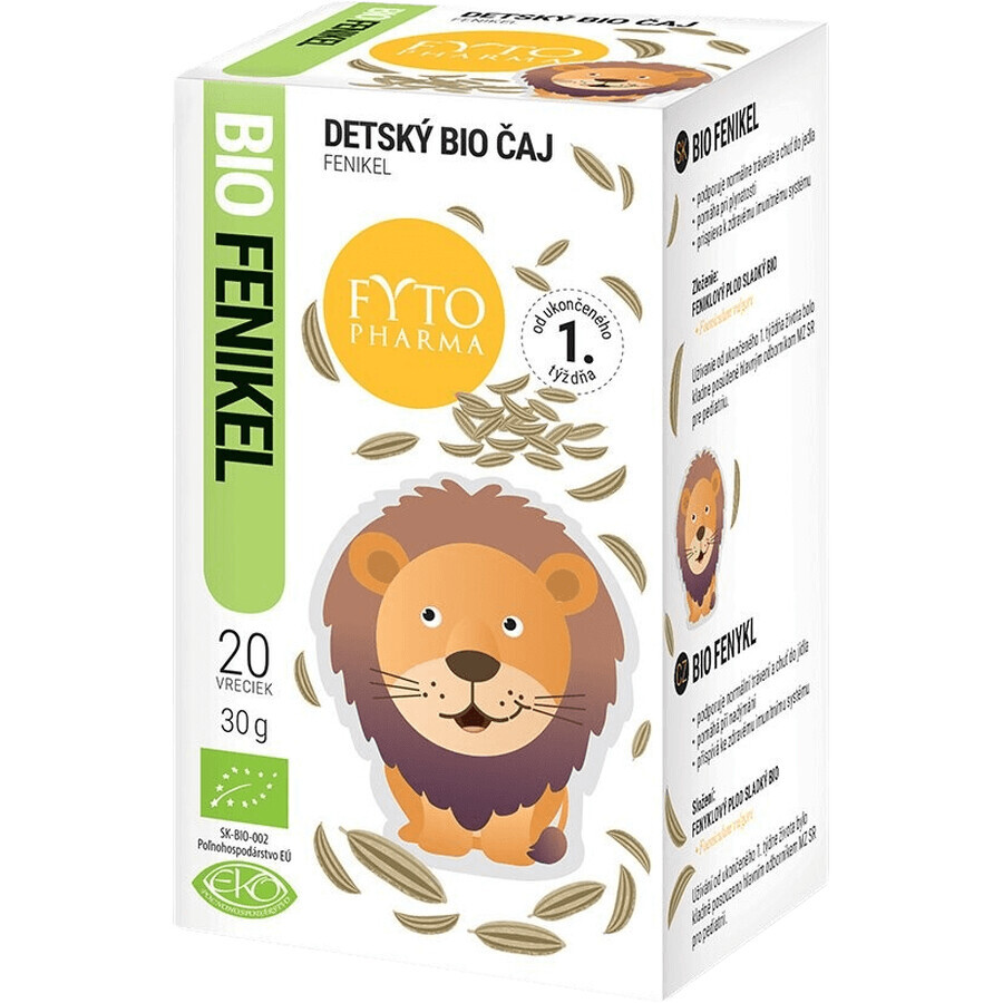 Fyto Pharma FYTO pungi de ceai de fenicul organic pentru copii 20 x 1,5 g