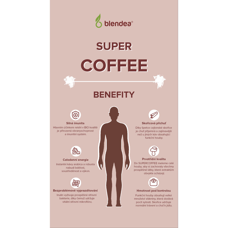 Blendea SUPERCOFFEE ORGANIC Koffiemelange met functionele paddenstoelen, kaneel en cichoreiwortel 100 g