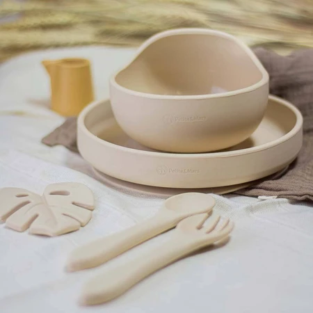 Petite&Mars Bol en silicone avec ventouse TAKE&MATCH 6m+, Desert Sand 350 ml