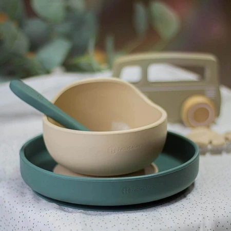 Petite&Mars Bol en silicone avec ventouse TAKE&MATCH 6m+, Desert Sand 350 ml