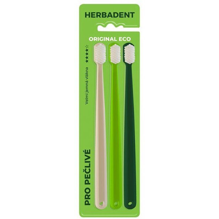 Buy Herbadent Original ECO 4* Toothbrush triple pack, very fine bristles. 3 pcs. Herbadent Original ECO 4* Toothbrush triple pack, very fine bristles. 3 pcs.