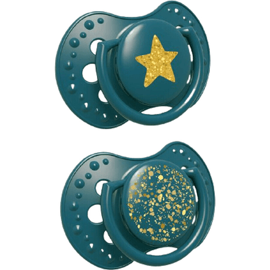 LOVI Ciuccio in silicone Dynamic Stardust 18m+ - Verde 2 pz.