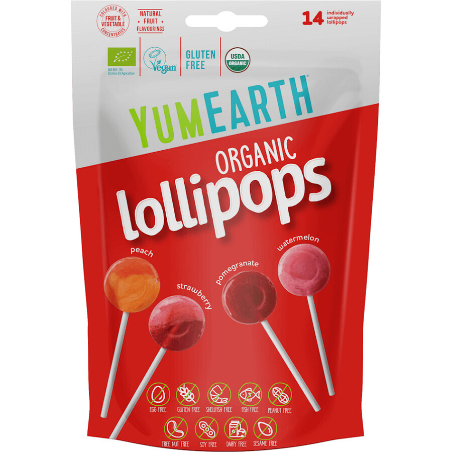YumEarth Piruletas de frutas ecológicas 14 piezas