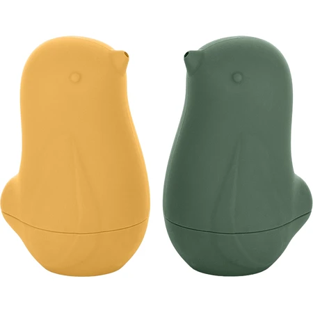 Petite&Mars Silicone bath toys - Love birds Ochre Green 6m+