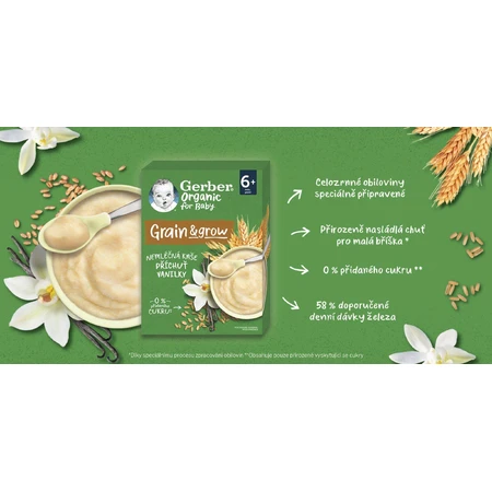 Gerber Biologische zuivelvrije pap met vanillesmaak 200 g