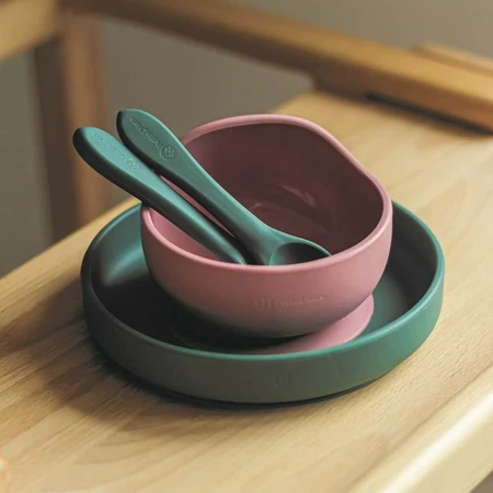 Petite&Mars Plato de silicona con ventosa TAKE&MATCH Misty Green 6m+ 400 ml