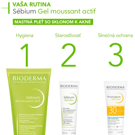 Bioderma Sébium Gel moussant actif gel limpiador para pieles grasas y acné 200 ml