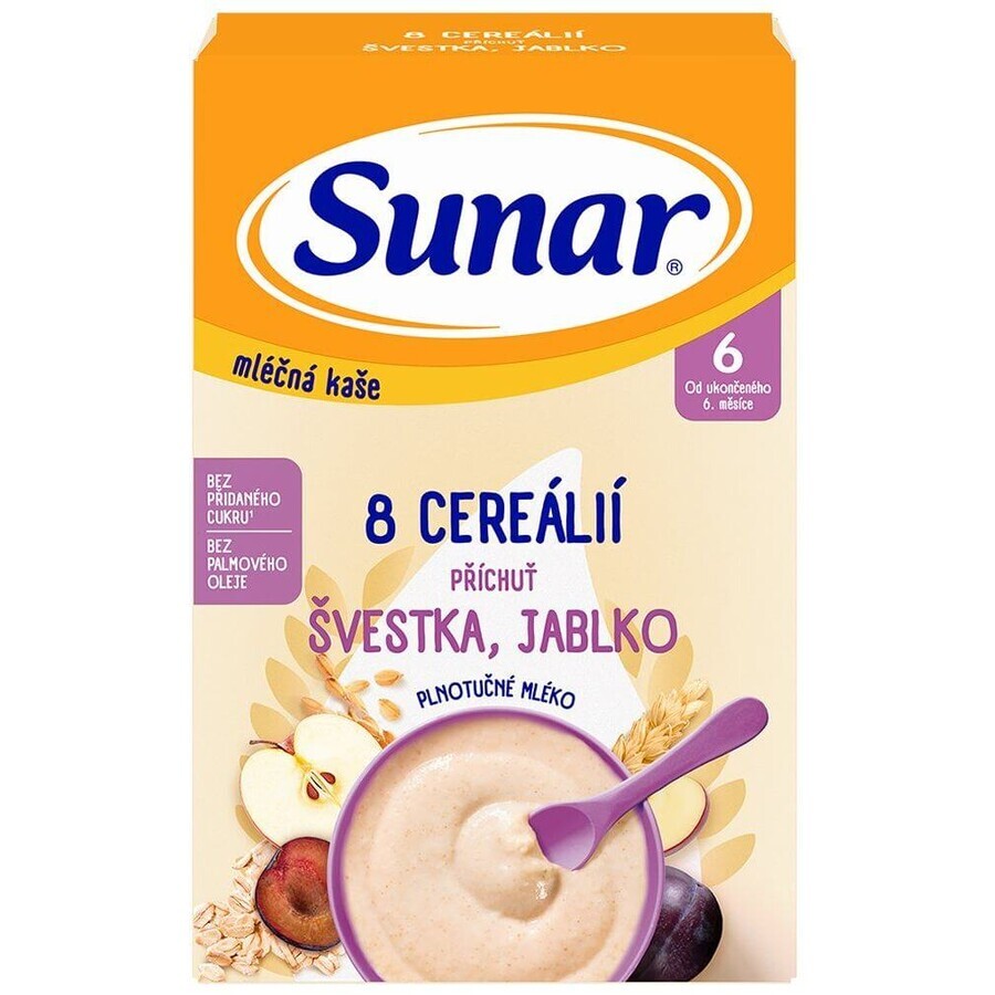 Sunar milk porridge with 8 cereals plum, apple 210 g