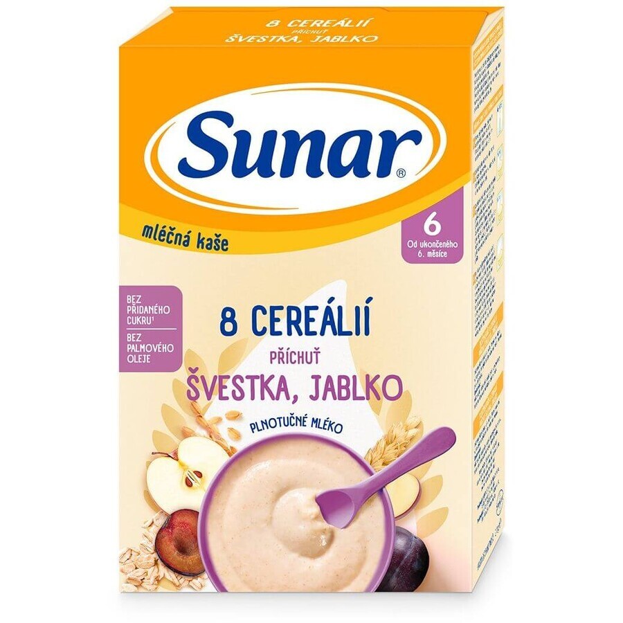 Sunar milk porridge with 8 cereals plum, apple 210 g