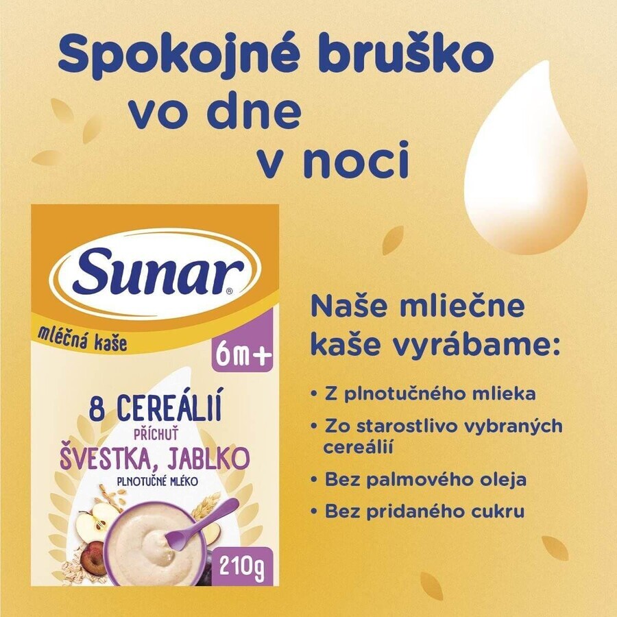 Sunar milk porridge with 8 cereals plum, apple 210 g