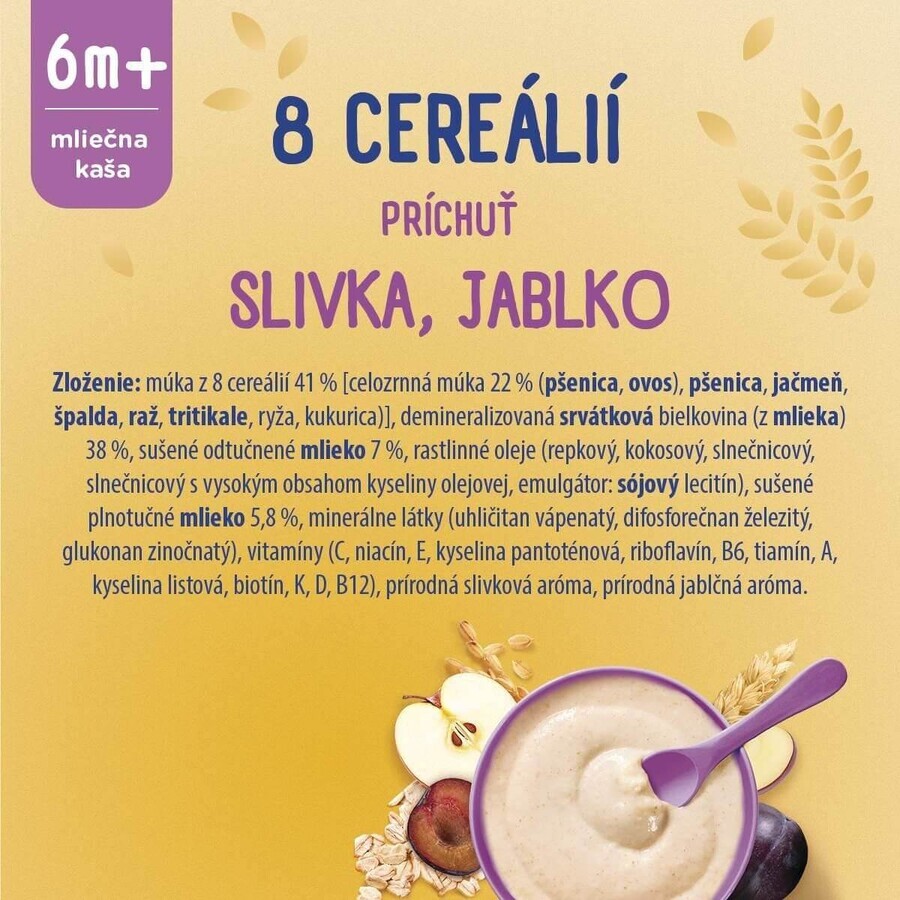 Sunar milk porridge with 8 cereals plum, apple 210 g