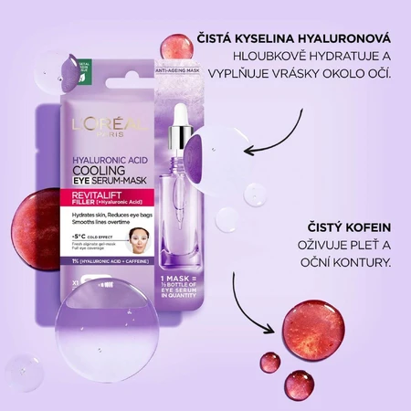 L'Oréal Paris Revitalift Filler Verkoelend Textiel Oogmasker 13 g
