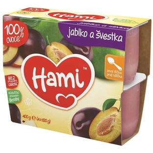 Hami 100% Fruit Snack Appels en pruimen eerste schep 4 x 100 g