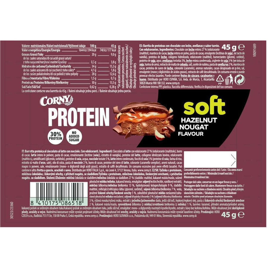 Batoane proteice Corny Protein SOFT Nucă de nucă 45 g