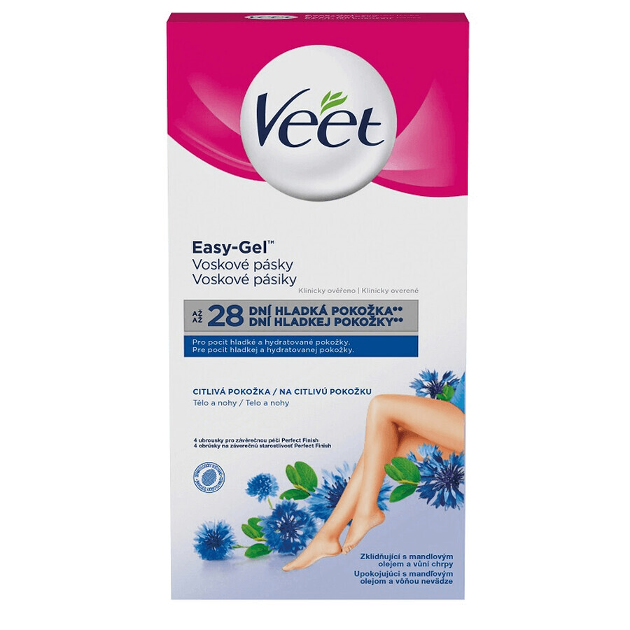 Depilatory strips for body sensitive skin, 12 pieces 2 napkins, Veet