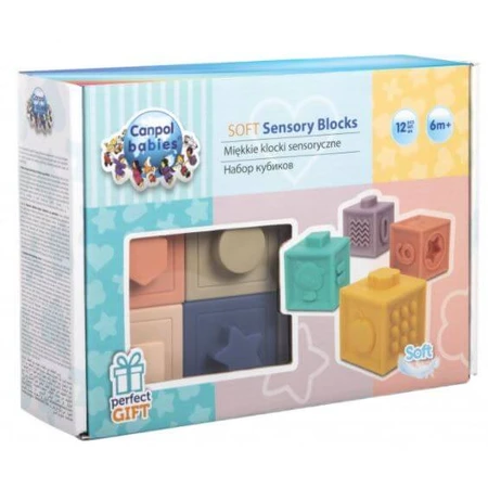 Cubos blandos de juego sensorial para niños Canpol 12 piezas