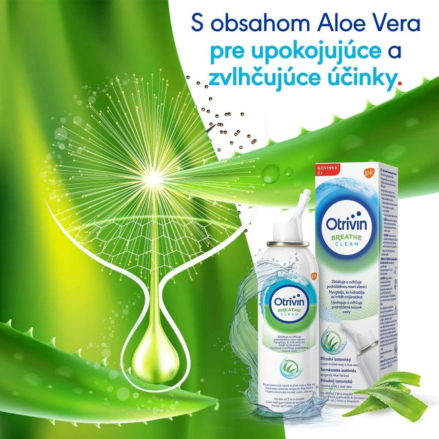 Otrivin Breathe Clean Aloë vera isotoon zeewater voor neusspoeling 100 ml