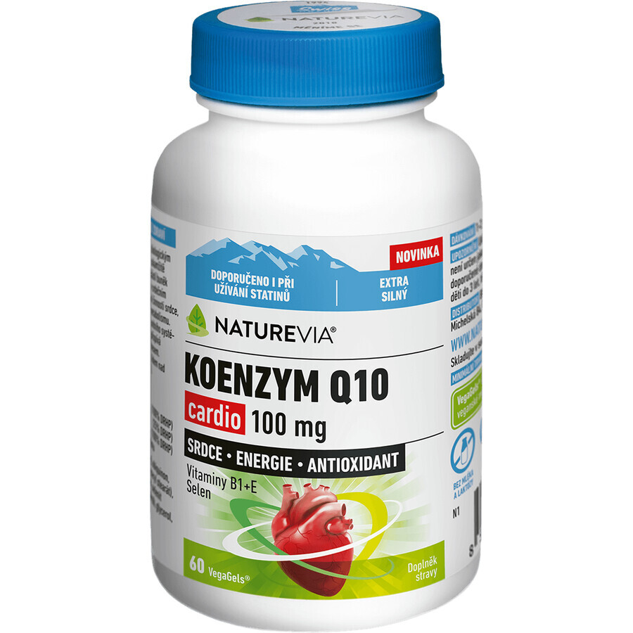 NatureVia KOENZYM Q10 cardio 100 mg, vitamine B1+E, selenium 60 capsules