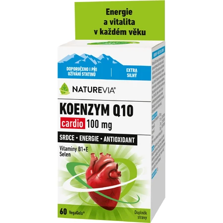 NatureVia KOENZYM Q10 cardio 100 mg, vitamine B1+E, sélénium 60 gélules