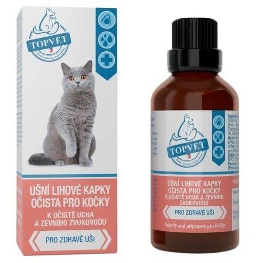 Topvet Picături de alcool pentru urechi pentru curățarea pisicilor 50 ml