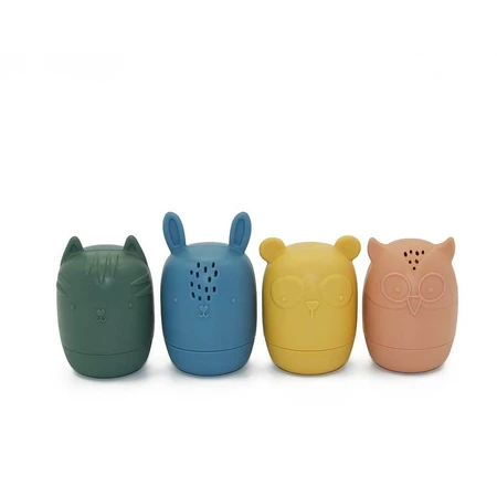 Petite&Mars Jouets de bain en silicone AMIGOS 6m+ 4 pièces