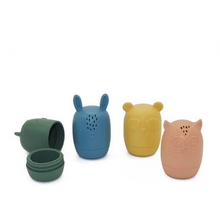 Petite&Mars Jouets de bain en silicone AMIGOS 6m+ 4 pièces