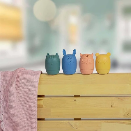Petite&Mars Jouets de bain en silicone AMIGOS 6m+ 4 pièces