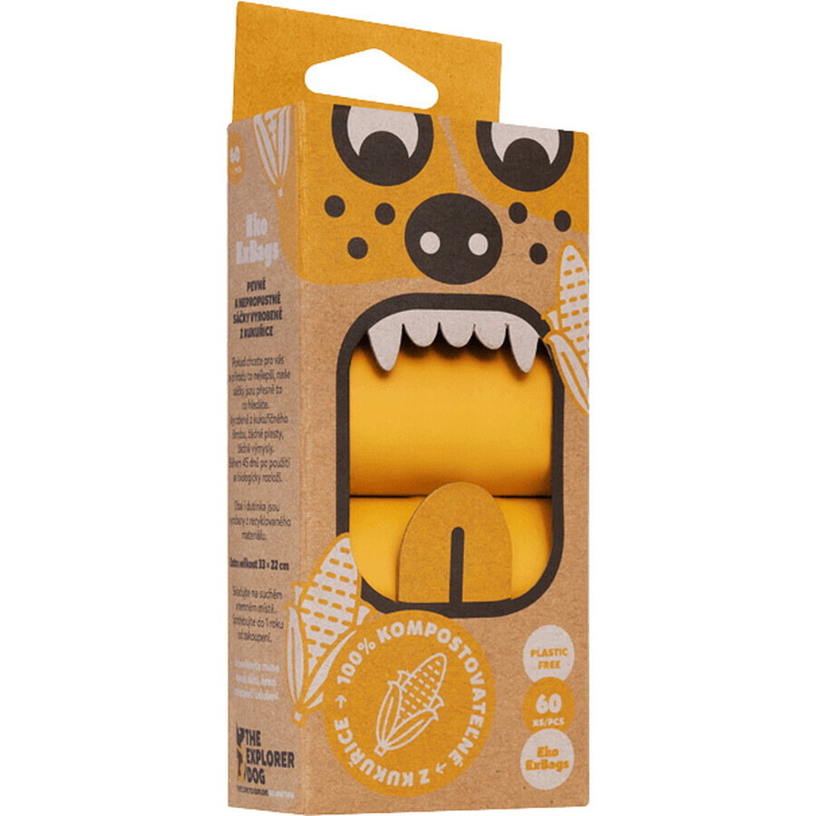 Explorer dog Sacs de maïs compostables pour crottes de chien 4 x 15 pcs
