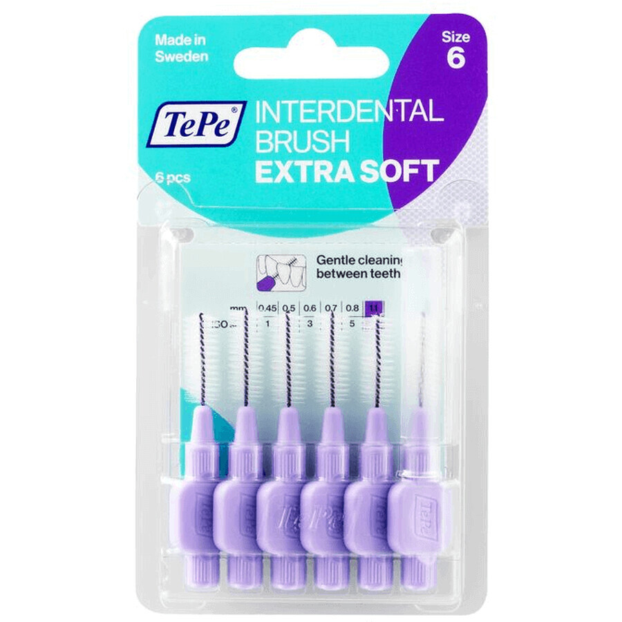 TePe Extra weiche Interdentalbürsten hellviolett 1,1 mm 6 Stück